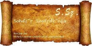 Sohár Szofrónia névjegykártya